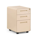 Beige Rullecontainer COLOR PLUS I i metal med tre skuffer og hjul fra hjh OFFICE