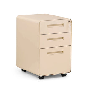 Beige Rullecontainer COLOR PLUS I i metal med tre skuffer og hjul fra hjh OFFICE