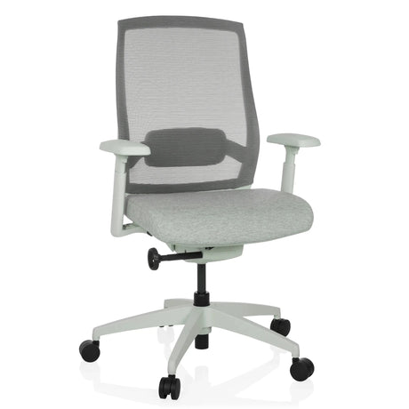 Professionel kontorstol COLORE i frostgrå med netryglæn og armlæn fra hjh OFFICE