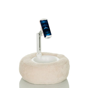 Beige Holder til mobiltelefon & tablet COMFILAP II med plysunderside og hvid ledarm fra hjh OFFICE