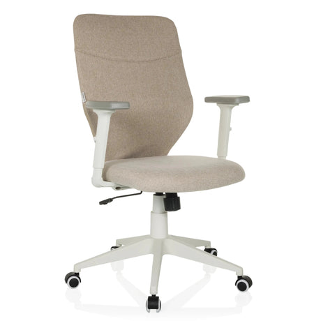 Home Office kontorstol COSIO II med beige stofbetræk og hvidt stel fra hjh OFFICE