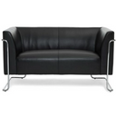 Schwarzes Loungesofa CURACAO als Zweisitzer mit glänzendem Chromgestell von hjh OFFICE