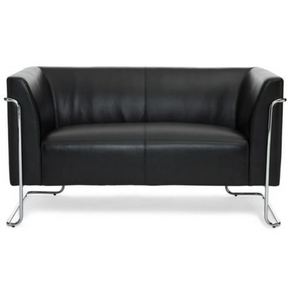 Schwarzes Loungesofa CURACAO als Zweisitzer mit glänzendem Chromgestell von hjh OFFICE