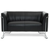 Sort loungesofa CURACAO som topersoners sofa med blankt kromstel fra hjh OFFICE