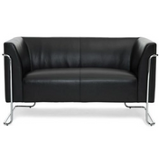 Sort loungesofa CURACAO som topersoners sofa med blankt kromstel fra hjh OFFICE