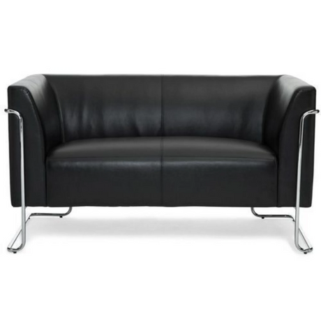 Sort loungesofa CURACAO som topersoners sofa med blankt kromstel fra hjh OFFICE