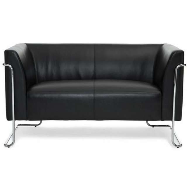 Sort loungesofa CURACAO som topersoners sofa med blankt kromstel fra hjh OFFICE