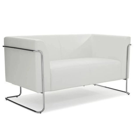 Hvid Loungesofa CURACAO som to-personers sofa med forkromet slædeunderstel fra hjh OFFICE