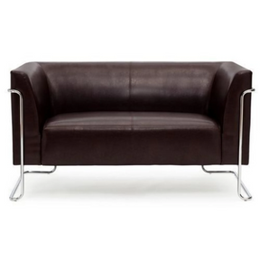 Brun loungesofa CURACAO som to-personers sofa med blankt kromstel fra hjh OFFICE