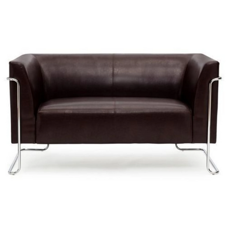 Brun loungesofa CURACAO som to-personers sofa med blankt kromstel fra hjh OFFICE