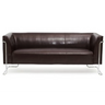 Brun loungesofa CURACAO som tre-personers sofa med læderbetræk og forkromet stel fra hjh OFFICE