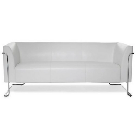 Hvid loungesofa CURACAO som 3-personers sofa med forkromet metalstel fra hjh OFFICE