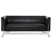 Sort loungesofa CURACAO som tre-personers sofa med blankt metalstel fra hjh OFFICE