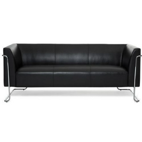 Sort loungesofa CURACAO som tre-personers sofa med blankt metalstel fra hjh OFFICE