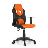 Sort-orange Snurrestol til børn KID GAME AL med netryg og femhjulet fodkryds fra hjh OFFICE – 360-graders visning (skråt forfra 40°)