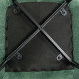 Unterseite mit schwarzem Kreuzgestell des Esszimmerstuhls ELARIS in Petrol von hjh LIVING