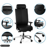 Justerbare funktioner på den professionelle kontorstol PRO-TEC XXL i sort fra hjh OFFICE (AI-genereret billede)