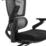 Justerbar armlæn på Ergo U2 Flex3 professionel kontorstol med netryglæn og sort stofbetræk fra hjh OFFICE