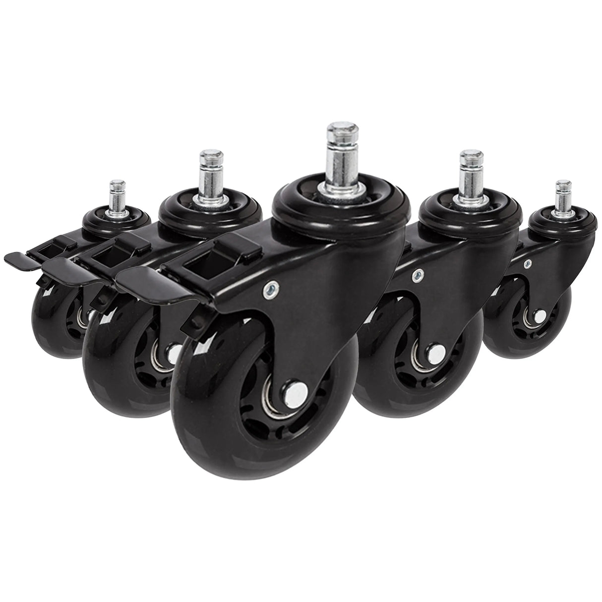 5x ROLO SKATE S 11mm/75mm med bremse | Hårde gulve - Stolehjul 