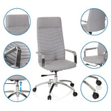 Lysegrå Home Office kontorstol SARANTO PLUS med detaljevisninger af stof, armlæn, gasfjeder og hjul fra hjh OFFICE