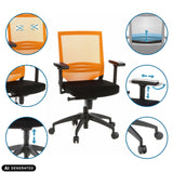 Professionel kontorstol PORTO BASE i sort-orange med forskellige indstillingsmuligheder fra hjh OFFICE (AI-genereret billede)