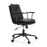 Sort Home Office kontorstol SMALLO med polstring og femhjulet fodkryds fra hjh OFFICE – 360-graders visning (skråt forfra 60°)