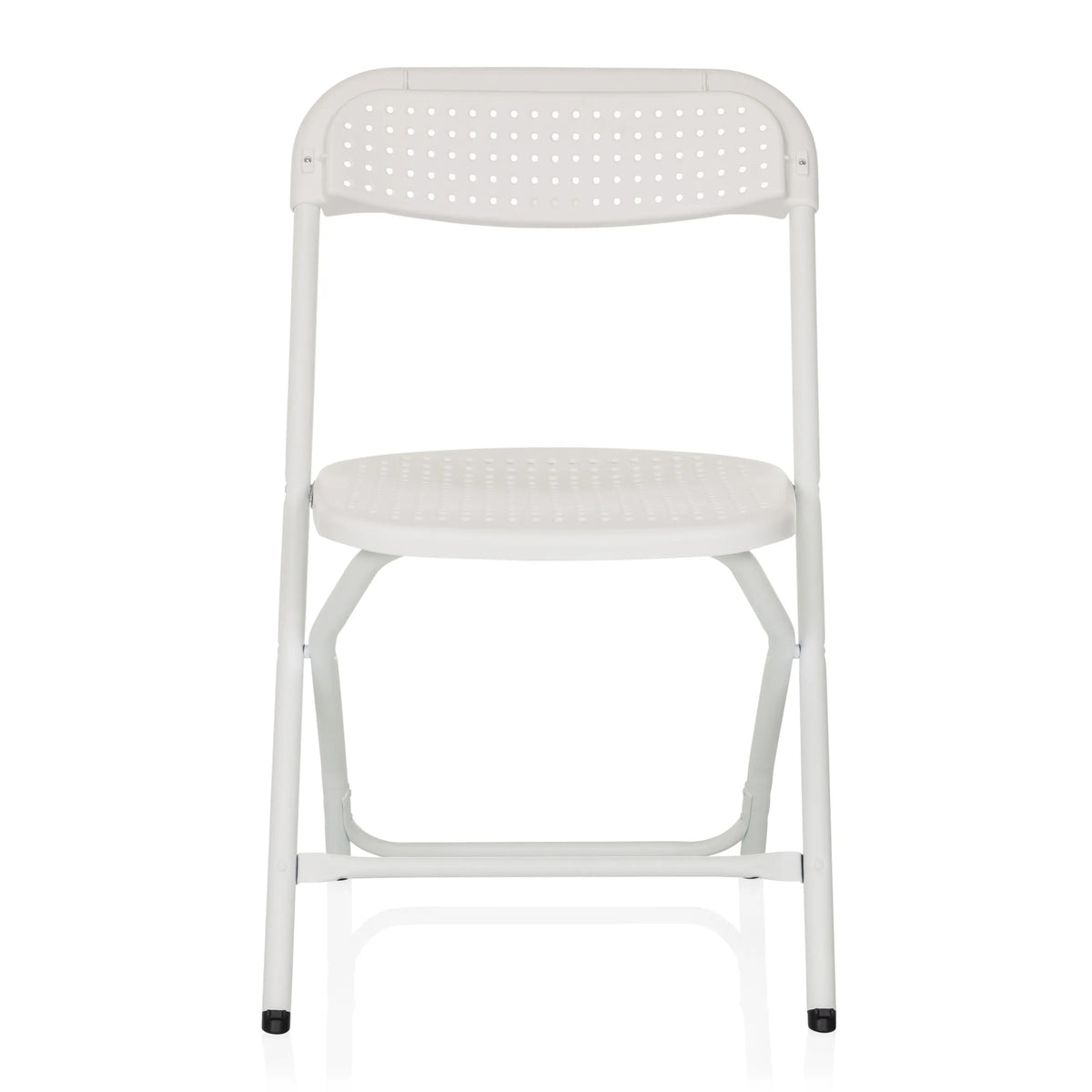Weißer Outdoor-Stuhl TUDELA XXL PRO W mit perforierter Sitz- und Rückenfläche von hjh OFFICE – 360-Grad-Ansicht (Frontansicht 0°)