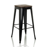 Sort Barstol VANTAGGIO HIGH WS med et sæde i trælook og fodstøtter fra hjh OFFICE – 360-graders visning (skråt forfra 30°)