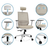 Verstellbare Funktionen des Profi-Bürostuhls PROFONDO PRO W in Beige mit Kopfstütze und Rollen von hjh OFFICE