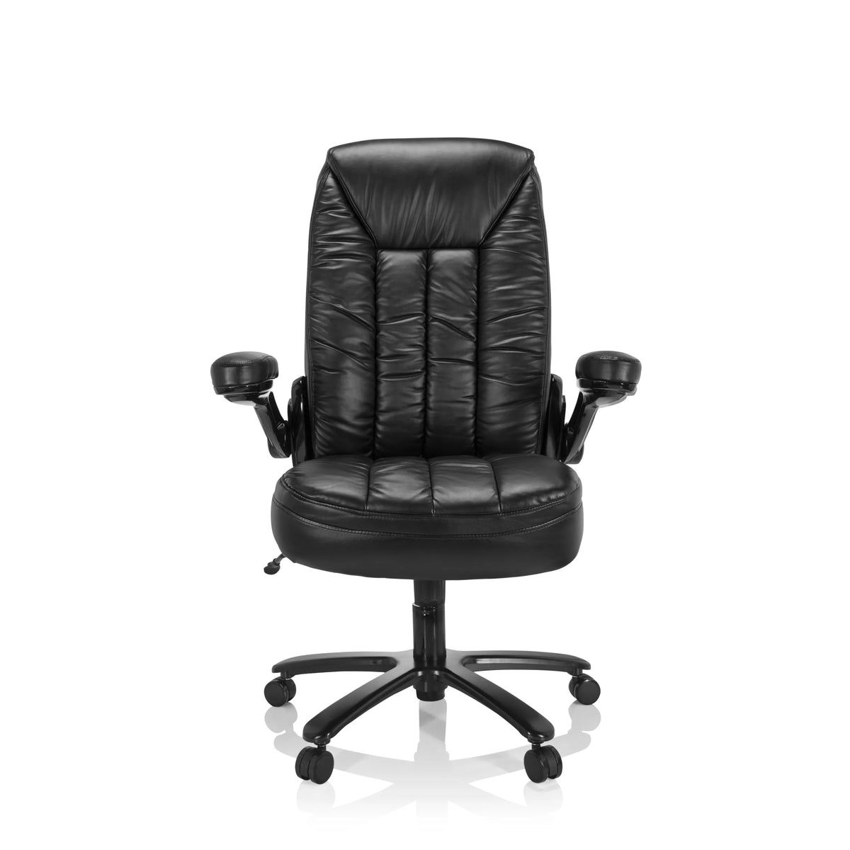 Sort XXL drejestol INSTRUCTOR III i kunstlæder med stjernefod og fem hjul fra hjh OFFICE – 360-graders visning (forfra 0°)