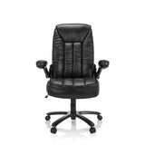 Sort XXL drejestol INSTRUCTOR III i kunstlæder med stjernefod og fem hjul fra hjh OFFICE – 360-graders visning (forfra 0°)