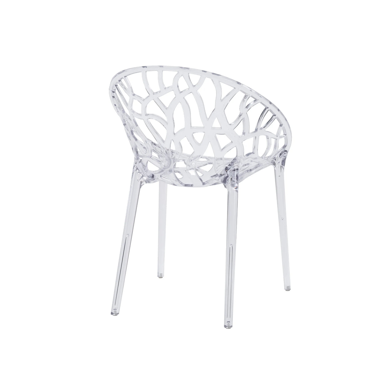 Stol med fire ben Artifo T i transparent look med netagtig gennembrudt ryglæn fra hjh LIVING