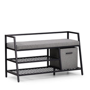 Schuhschrank Estha Loft in Schwarz und Grau mit Sitzpolster und Aufbewahrungsbox von hjh LIVING