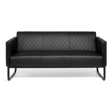 Sort loungesofa ARUBA BLACK med rudestikning og metalstel fra hjh OFFICE – 360-graders visning (forfra 0°)