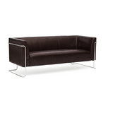 Brun loungesofa CURACAO som 3-personers sofa med forkromet stel fra hjh OFFICE – 360-graders visning (sideprofil 90°)