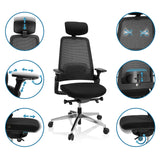 Forskellige indstillingsmuligheder for den Professionel kontorstol BRACIO i sort fra hjh OFFICE