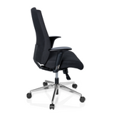 Sort Professionel kontorstol PRO-TEC 250 med armlæn og femhjulet fodkryds fra hjh OFFICE – 360-graders visning (sideprofil 100°)
