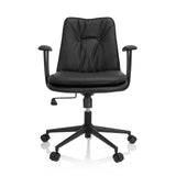 Sort Home Office kontorstol SMALLO med polstring og femhjulet fodkryds fra hjh OFFICE – 360-graders visning (forfra 0°)