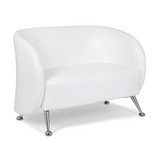 Hvid loungesofa ST. LUCIA som topersoners sofa med blanke metalfødder fra hjh OFFICE – 360-graders visning (bagfra 180°)