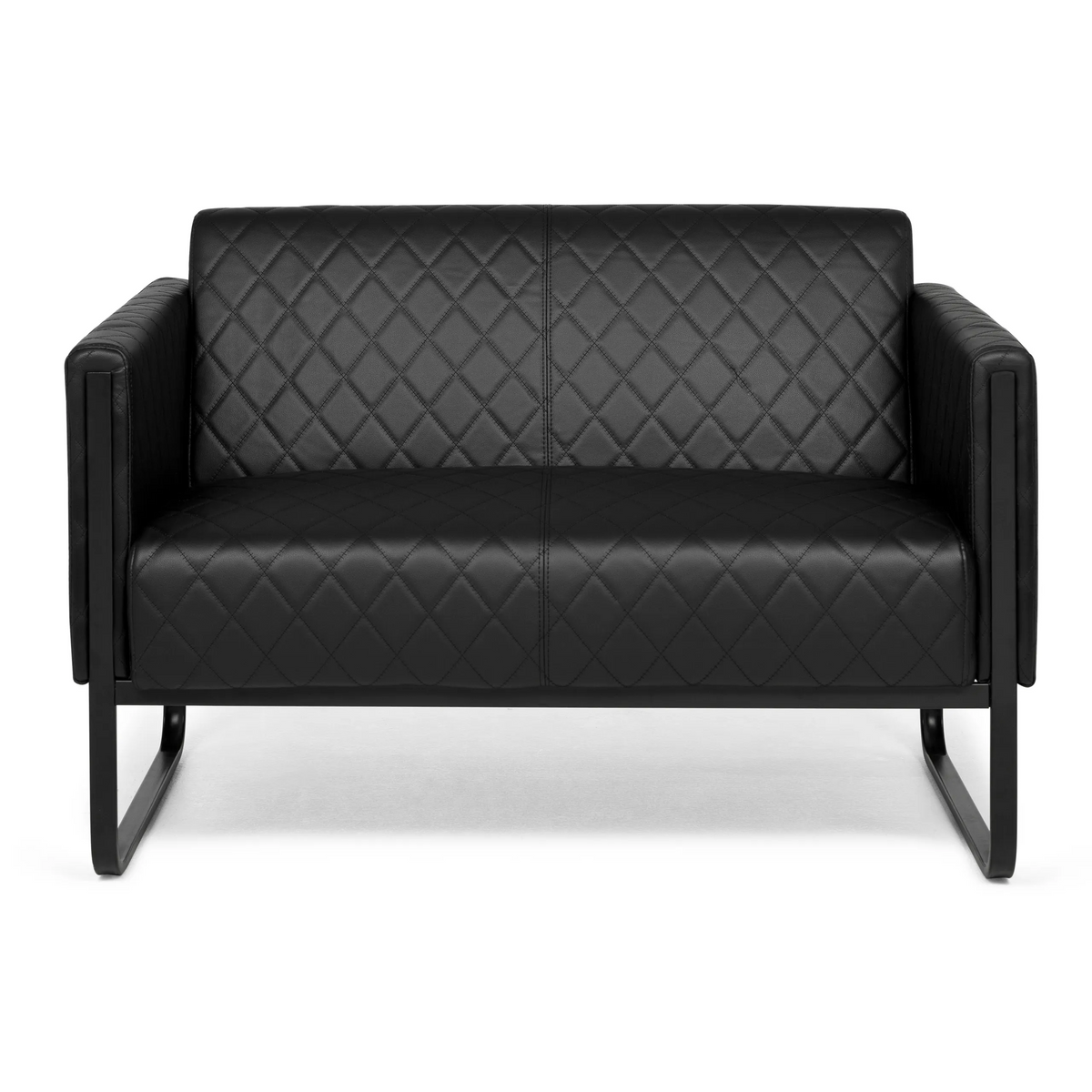 Sort loungesofa ARUBA BLACK som to-personers sofa med stikninger og meder fra hjh OFFICE – 360-graders visning (forfra 0°)
