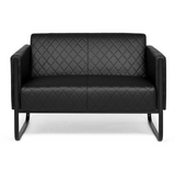 Sort loungesofa ARUBA BLACK som to-personers sofa med stikninger og meder fra hjh OFFICE – 360-graders visning (forfra 0°)