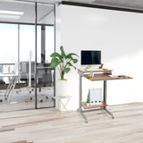 Ståskrivebord WORKSTATION i bøg og grå med to aflægningsflader og hjul fra hjh OFFICE
