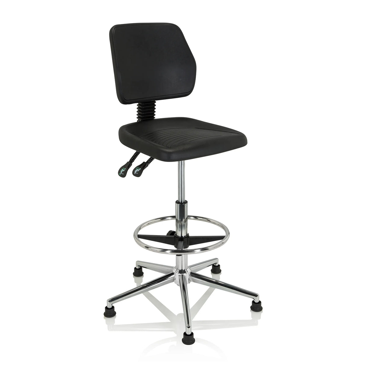 Sort diskstol TOP WORK 11 I med fodring og stjernefod på glidere fra hjh OFFICE
