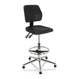 Sort diskstol TOP WORK 11 I med fodring og stjernefod på glidere fra hjh OFFICE