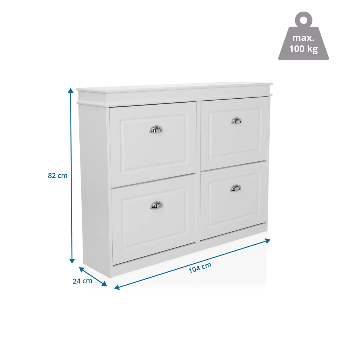 Måltegning af Skoskab ESTHA 4 med 104 × 82 cm og maksimal belastning på 100 kg fra hjh LIVING
