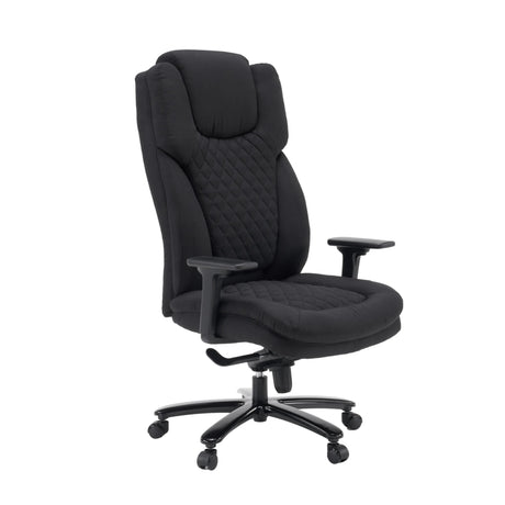Drehstuhl XXL Pullmann Gen2 mit schwarzem Stoffbezug, Steppmuster und verstellbaren Armlehnen von hjh OFFICE