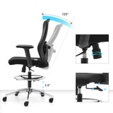 Verstellbare Rückenlehne bis 125° und Höhenverstellung von 3,9" des Arbeitsstuhls Top Work 44 von hjh OFFICE