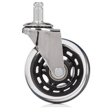 Sølvfarvede 5x ROLO SKATE CT 11mm/75mm stolehjul til hårde gulve med gennemsigtigt hjul fra hjh OFFICE