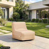 Beige Sitzolo Air oppustelig sofa på en terrasse foran et grønt område fra hjh LIVING (AI-genereret billede)