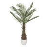 Grøn Kunstige plante DRACAENA med vifteformede palmeblade i en hvid potte fra hjh OFFICE